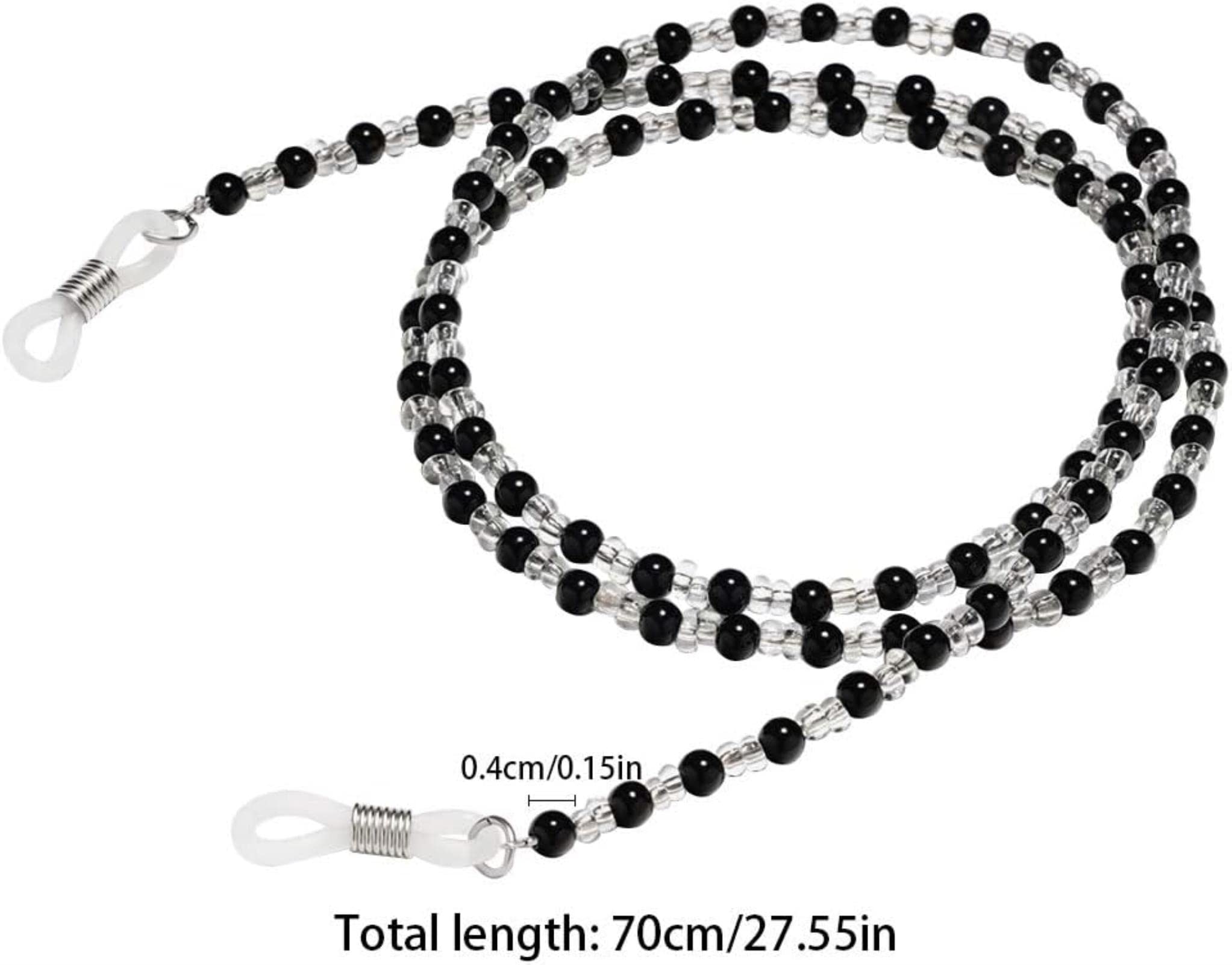 Chaînette de Maintien pour Lunettes de Lecture, Lunettes de Soleil, Cordon pour Lunettes, Support de dragonne décoratif Noir
