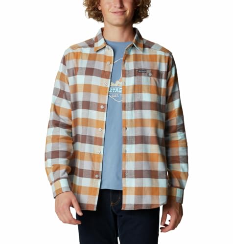 Image of Columbia Mens Cornell Woods Flannel Long Sleeve Shirt, Sky Blue Multi Buffalo Check, M