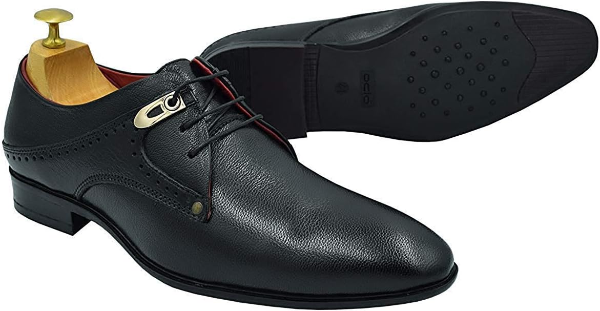 OCIO Men's Black Leather Wesley Shoes (Size-5)