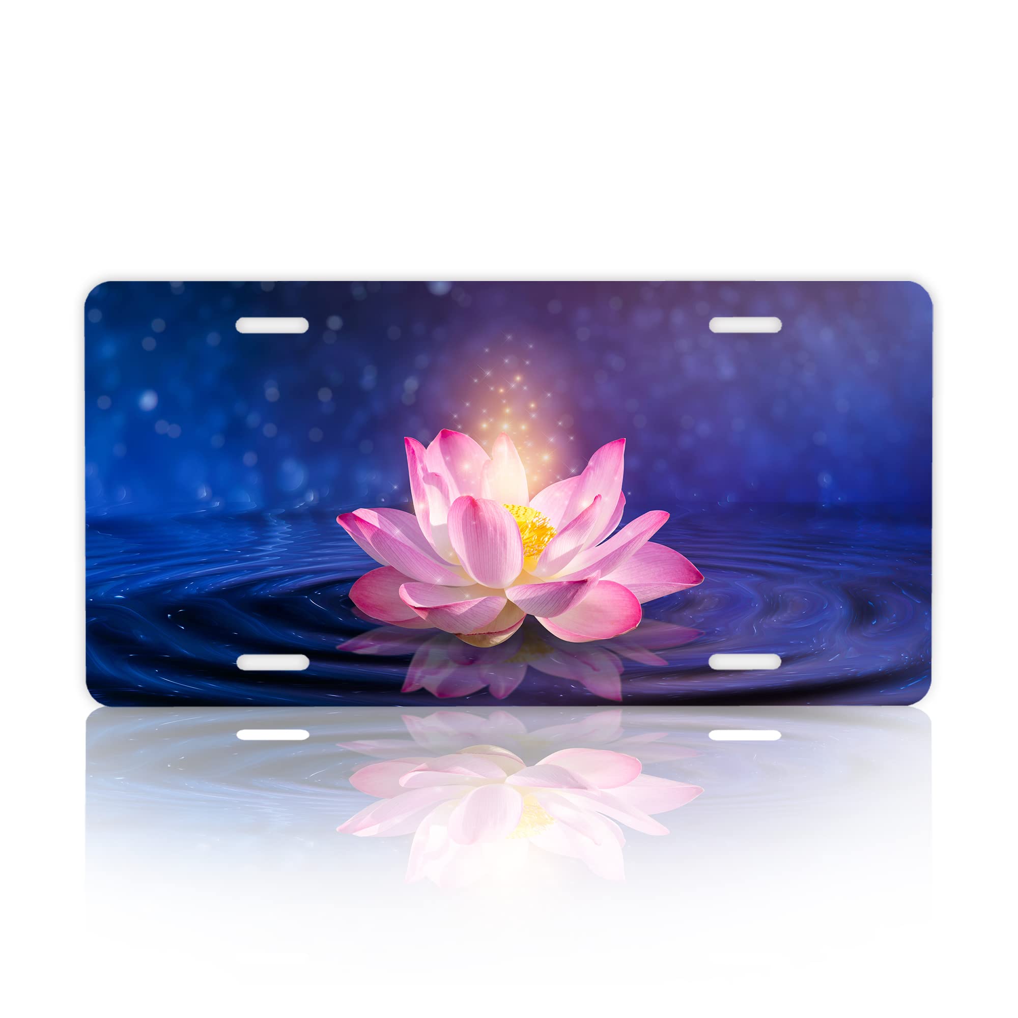 License Plate,Lotus License Plate Cover Funny Car Decoration Vanity Tag Stainless Steel Frame Fits Any Standard Us License Plate 6.2x12.2 for Women Men