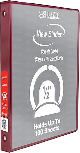 Vista 11 de BAZIC Products Carpeta organizadora de 3 anillas de 1/2 pulgada con vista económica, color negro, anillo redondo, capacidad para 100 hojas de papel