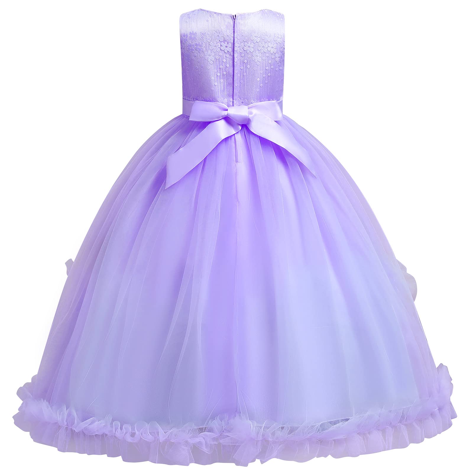 IMEKIS Vestido de niña de flores princesa de encaje tutú lentejuelas Bowknot vestido festivo fiesta dama de honor boda cumpleaños largo desfile vestido de fiesta …