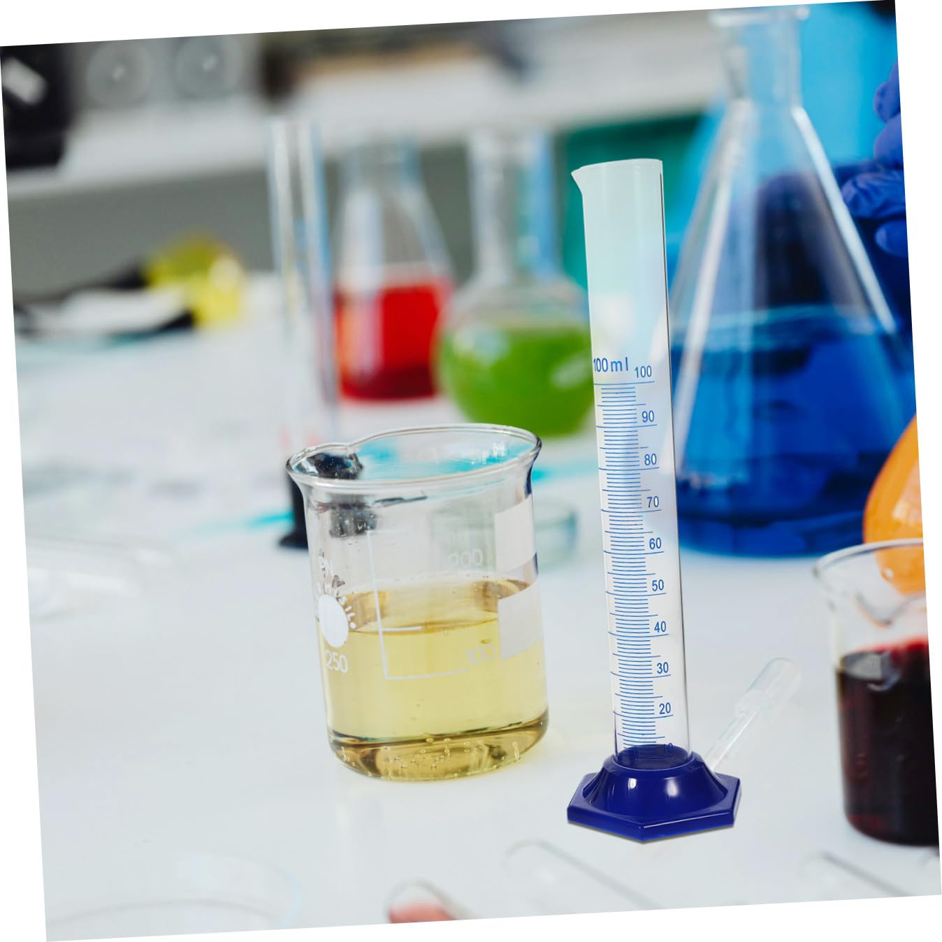 CALLARON Glas Messzylinder mit Pipette und Pinsel für Labor und Wissenschaftliche Experimente Set mit Verschiedenen Zylindern und Bürsten