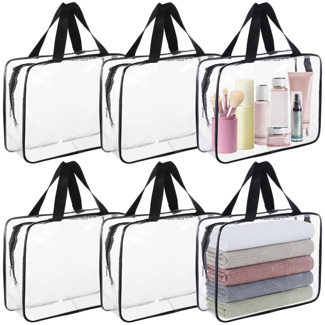 6 bolsas de almacenamiento, bolsas grandes reutilizables de PVC transparente con cremallera, bolsas organizadoras impermeables para juguetes, rompecabezas, libros para niños