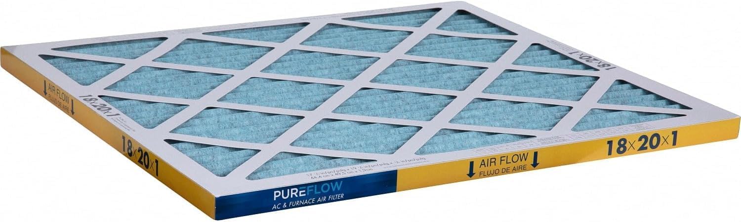 PUREFLOW Odor Control Home Air Filter MERV 13, 18x20x1 Furnace Filter, 4 Layer High Efficiency Filtration for Dust, Smoke, Fumes, Pollutants (Pack-of-2)