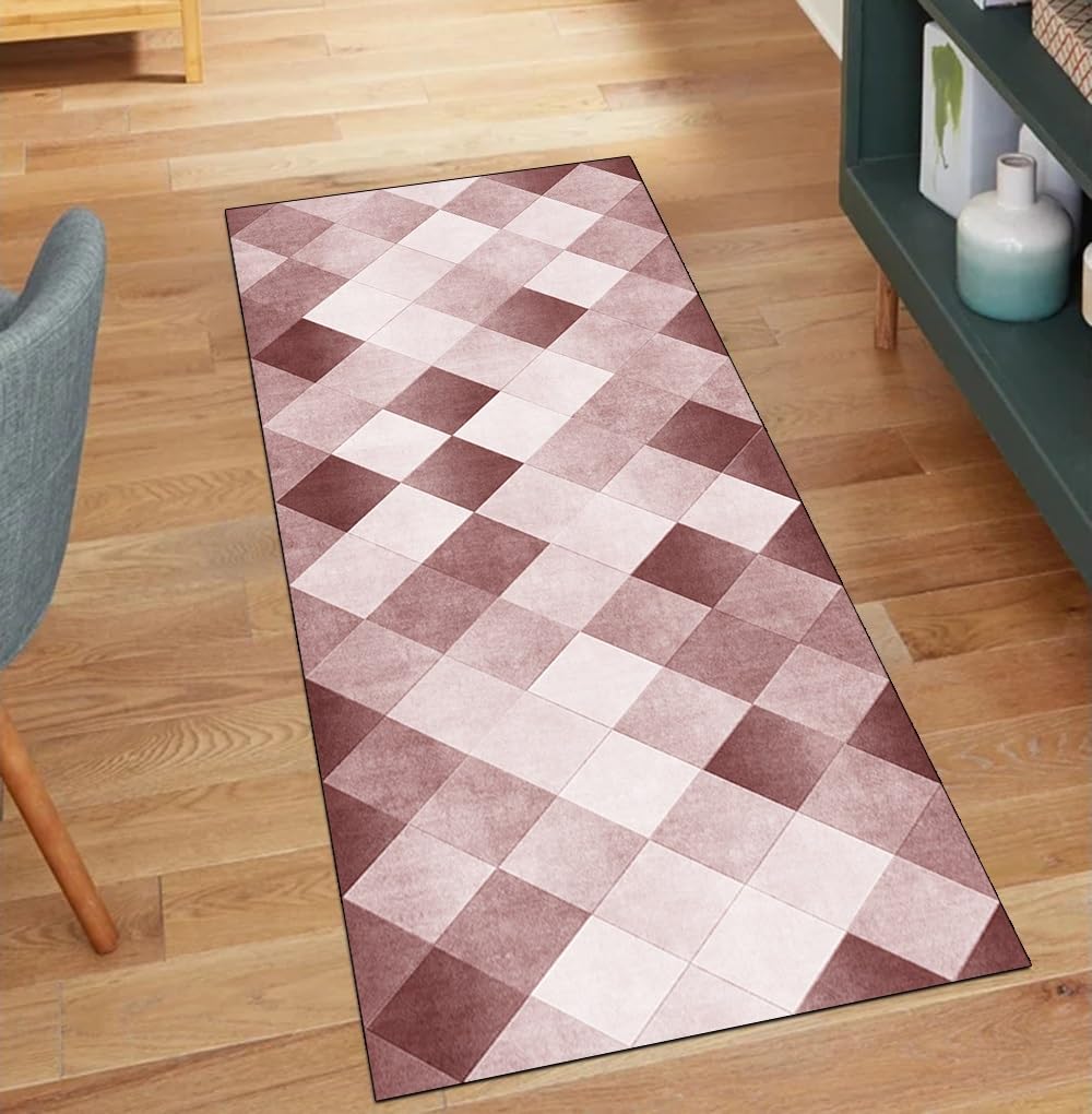 Alfombra de pasillo para cocina de 80 x 150 cm, textil lavable y decoración del hogar rosa