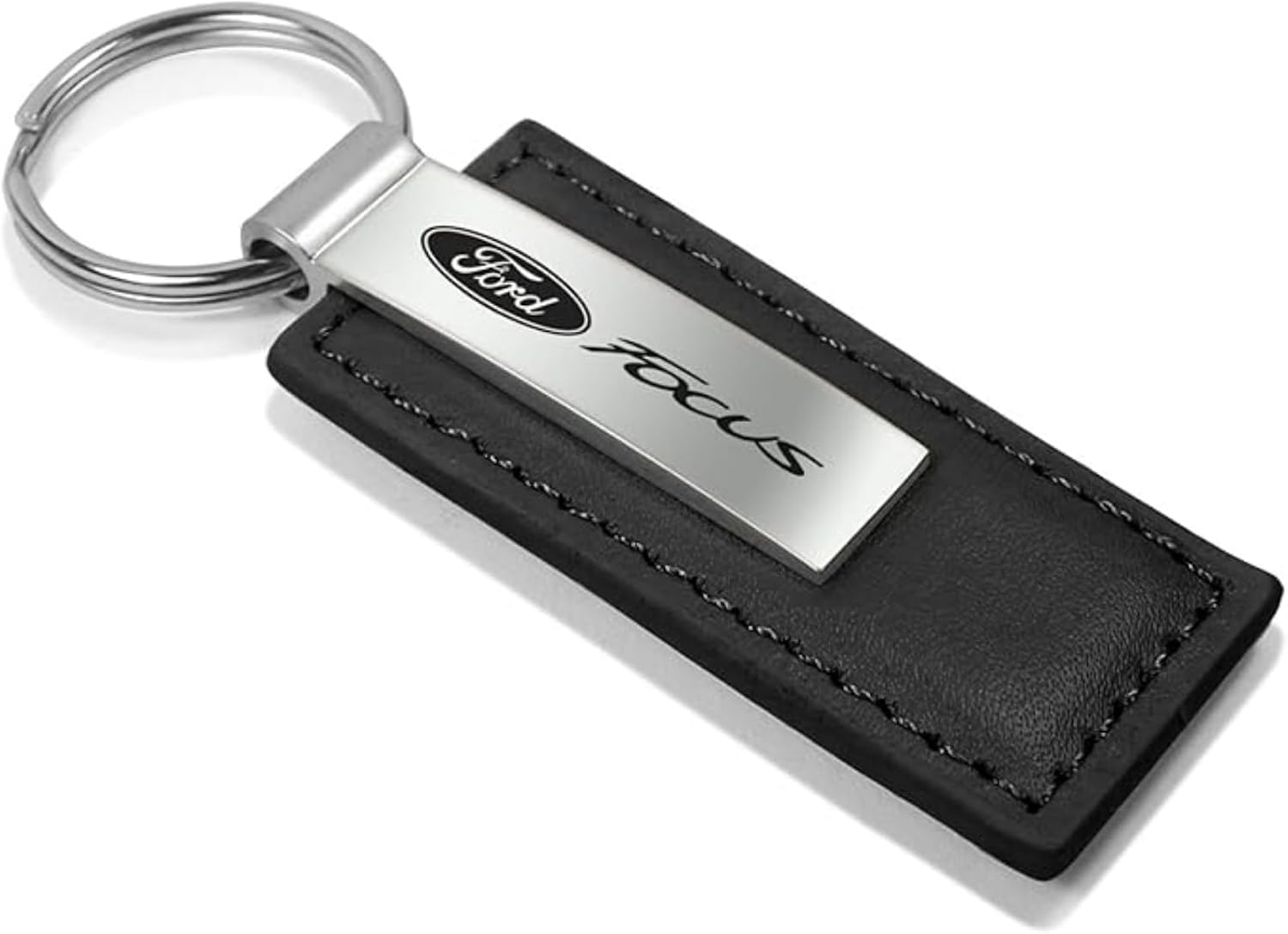 AU-TOMOTIVE GOLD, INC. Officially Licensed Black Leather Key Fob for Ford Focus