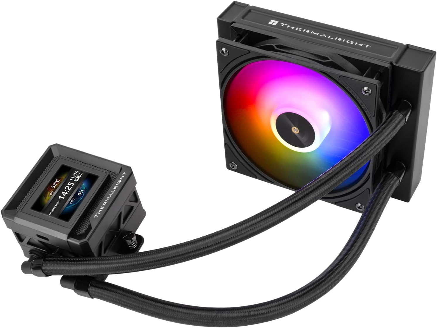 FW SE 120 ARGB Black AIO Water Cooler, Liquid CPU Cooler, 2’’ LCD Screen-320x240 Resolution, 2000RPM High Speed,Compatible with AMD/AM4/AM5 & Intel lga1150/1151/1200/1700/1851
