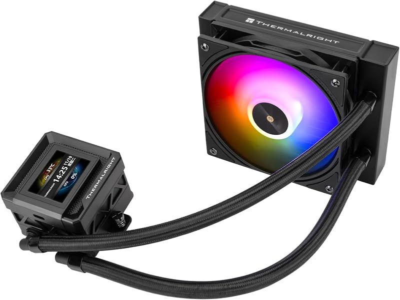TR Thermalright FW SE 120 ARGB Black AIO Water Cooler, Liquid CPU Cooler, 2’’ LCD Screen-320x240 Resolution, 2000RPM High Speed,Compatible with AMD/AM4/AM5 & Intel lga1150/1151/1200/1700/1851
