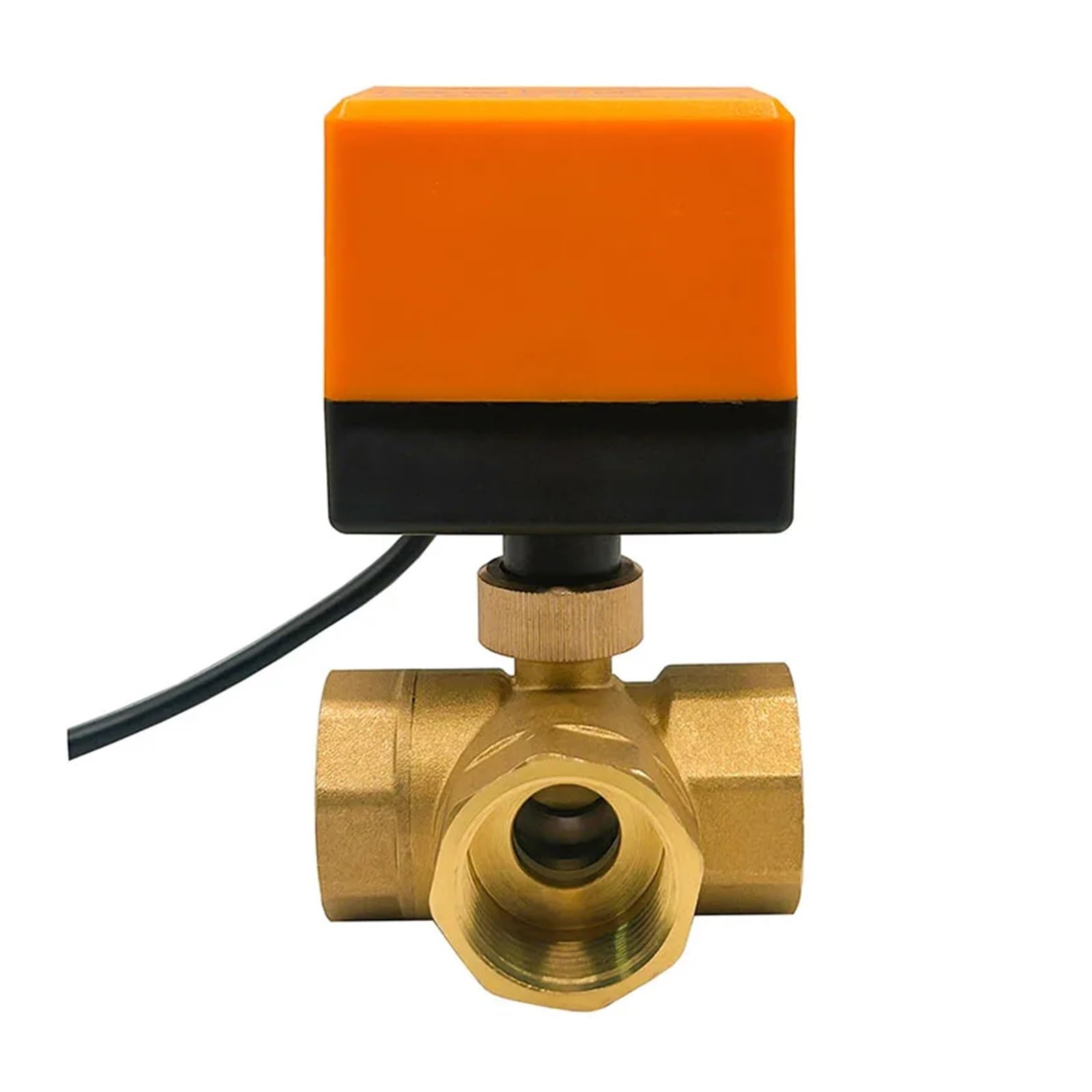 PAKMEZ 1/2" 3/4" 1" 2" trójdrożny zawór kulowy zmotoryzowany 220 V 12 V 24 V zawór kulowy mosiężny trzy druty sterujący zawór kulowy mosiężny (1/2", 24VAC_CR02)