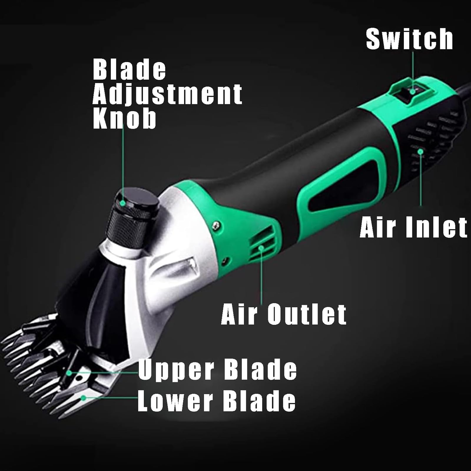 Tosatrice elettrica per pecore, 900 W, 2800 giri/min, potenti, con 6 velocità e regolazione della lama per pecore, bovini e bestiame in fattoria