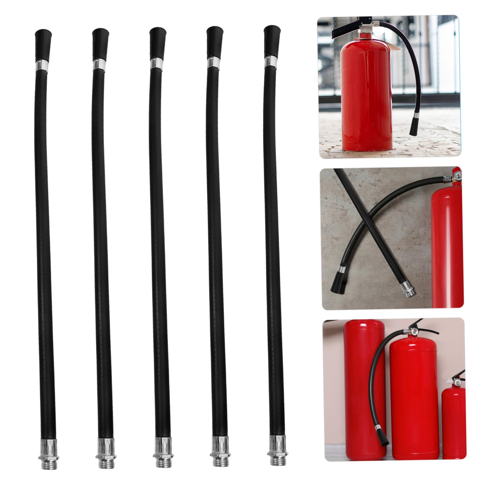 5 Stück Feuerlöscher Kunststoffsprühschlauch Schwarz Flexibler und Einfach zu Benutzender Ersatzschlauch für 4kg Feuerlöscher Zubehör im Brandschutz