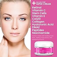 Vista 2 de Crema antienvejecimiento todo en uno para cara con retinol, vitamina C, células madre, vitamina E, CoQ10, colágeno, ácido hialurónico, DMAE