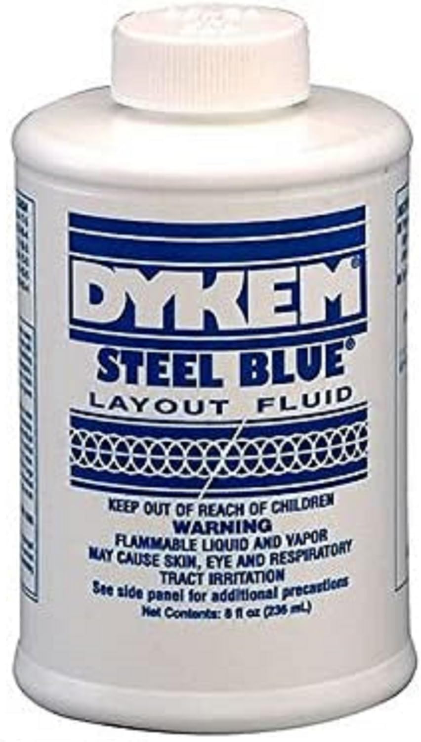Layout Fluid Blue, 8 oz. Can and Brush in Cap. Machinist Dye for Metal Layout Work, The Perfect Marking Fluid for Machinist, Metal and Metalworking (1 Each)