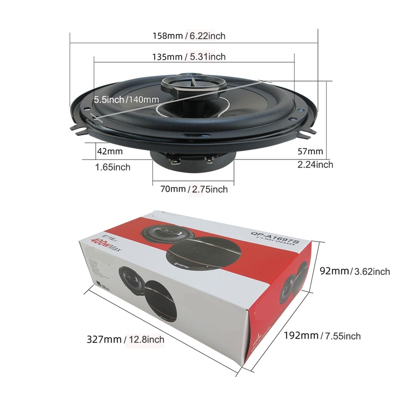 Tweeter per Auto 1 Coppia di Altoparlanti Stereo per Auto da 6 Pollici (2 x 400 W) e 800 W, Audio coassiale, componenti di Ricambio rapido per portiera del Veicolo. Tweeter Auto