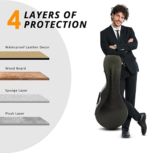 Miniatura 8 de Ktaxon A-Style - Estuche rígido para mandolina, funda de piel rígida de lujo, funda protectora de madera con interior de felpa