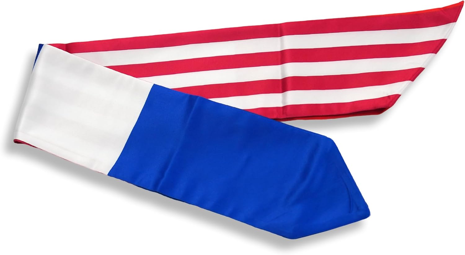 USA And Paraguay Flag Graduation Stole,Satin Embroidery Graduation Sash for International Students,72 Inch Length.