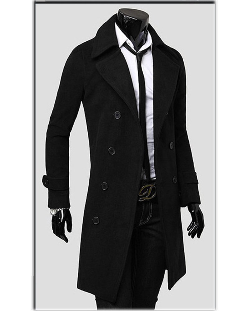 Giacca da Uomo Inverno Slim Elegante Trench Coat Doppio Petto Giacca Lunga Parka