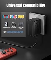 Vista 4 de Cargador para Nintendo Switch, adaptador USB C compatible con Nintendo SwitchSwitch LiteSwitch OLEDSwitch Dock, cargador de viaje rápido con cable