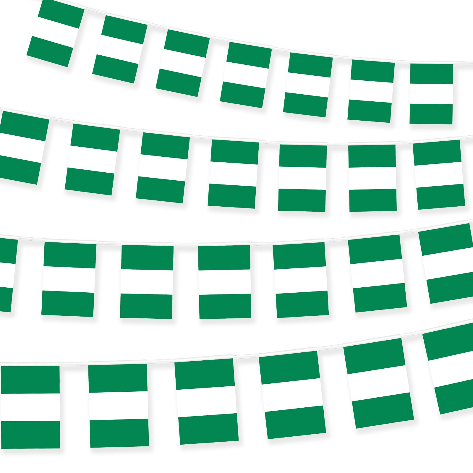 Nigeria Bunting Flags 10 Metre Nigerian Flag Garland 30pcs for Party Festival Celebration Sport Schools Street Carnivals Birthday Garden Home Remembrance Day Decorations -Polyester Material Fabric