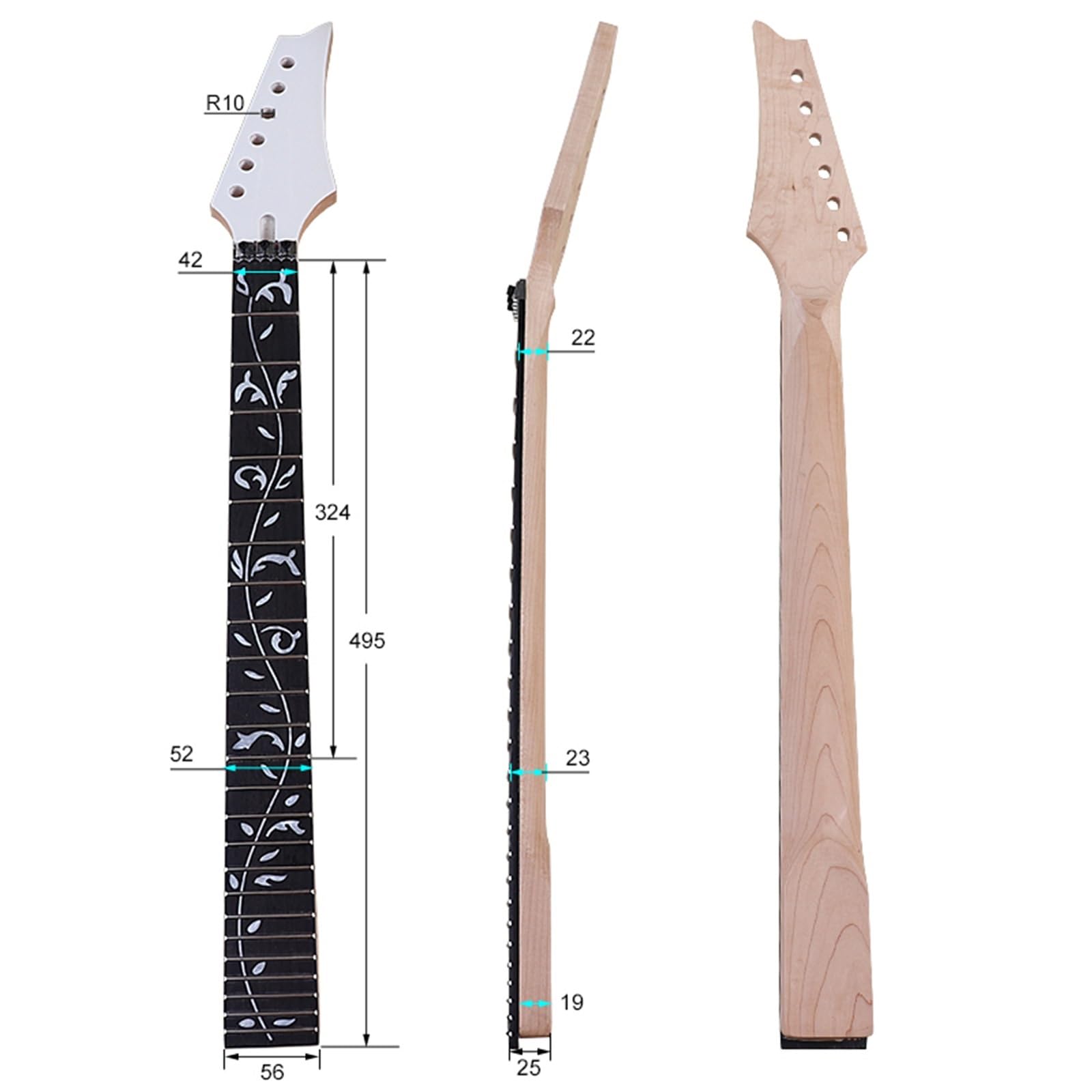 DIY Gryf Gitarowy 6 Strun 24 Progi Palisander Podstrunnica Klon Gryf Do Gitary Elektrycznej Z Podwójną Korbą