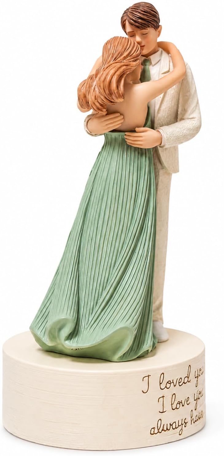 AIDLNS Couple Music Box Playing “Can’t Help Falling in Love,” Romantic Couple Figurine with Love Message, Anniversary Keepsake for Wife Husband, Wedding Valentine’s Day Resin Statue Home Decor