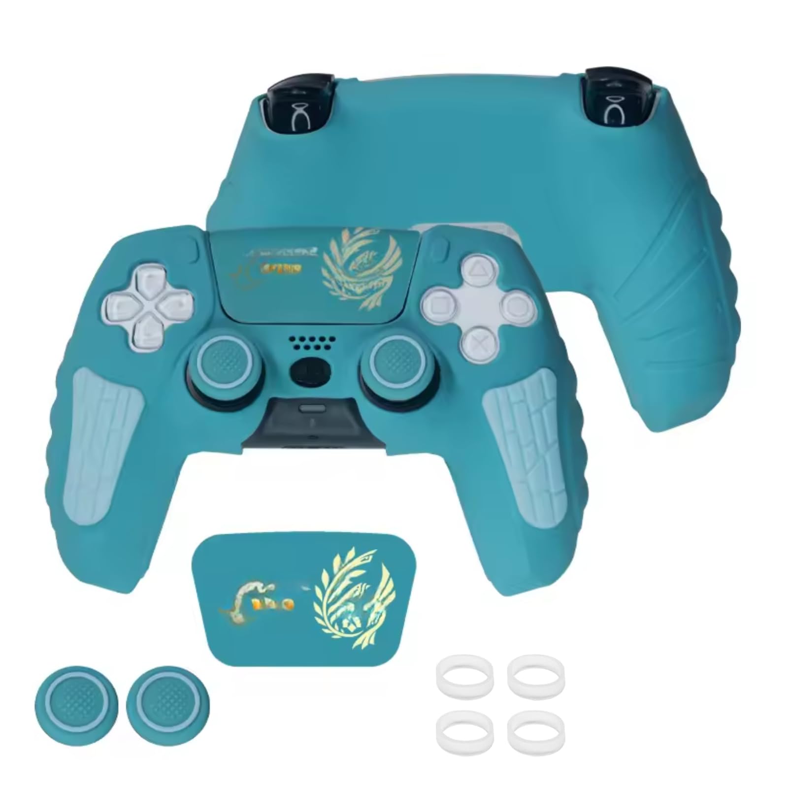 TMG PS5 Controller Cover Skin Case | Anti-Slip Silicone Protective Cover with 2 Thumb Grip Caps | Soft, Durable, Shockproof Design for Comfortable Grip & Enhanced Gaming Control (Aqua)-image-49