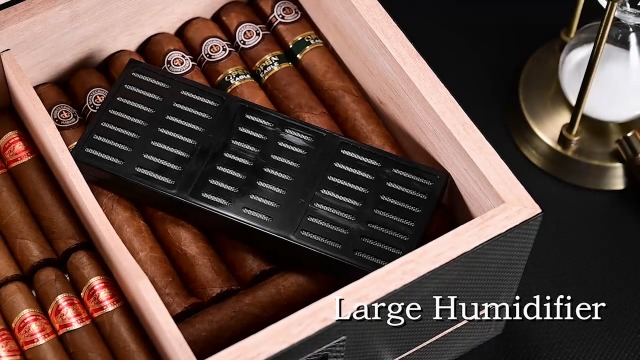CIGARLOONG Cigar Humidor Box for 35-50 Cigars, Glass Top Visible
