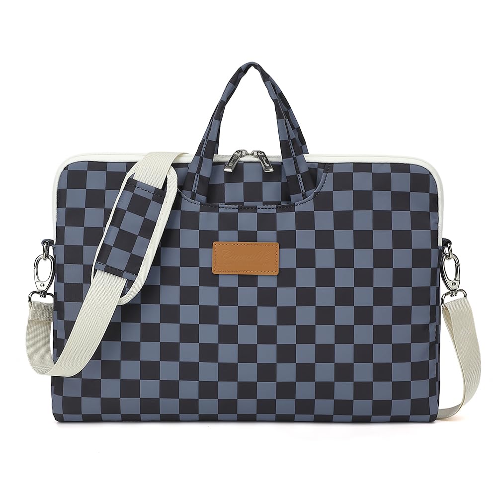 canvaslife Water Black Checker Pattern Laptop Shoulder Messenger Bag for 16 inch and 15.6 inch-16 inch Laptop