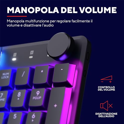 GXTrust 866 Torix Tastiera Meccanica Layout Italiano QWERTY, Interruttori Huano Lineari, Illuminazione RGB, Anti-Ghosting N-Key Rollover USB Tastiera Gaming Programmabile PC Laptop - Nero - Tastiera gaming - Immagine 8
