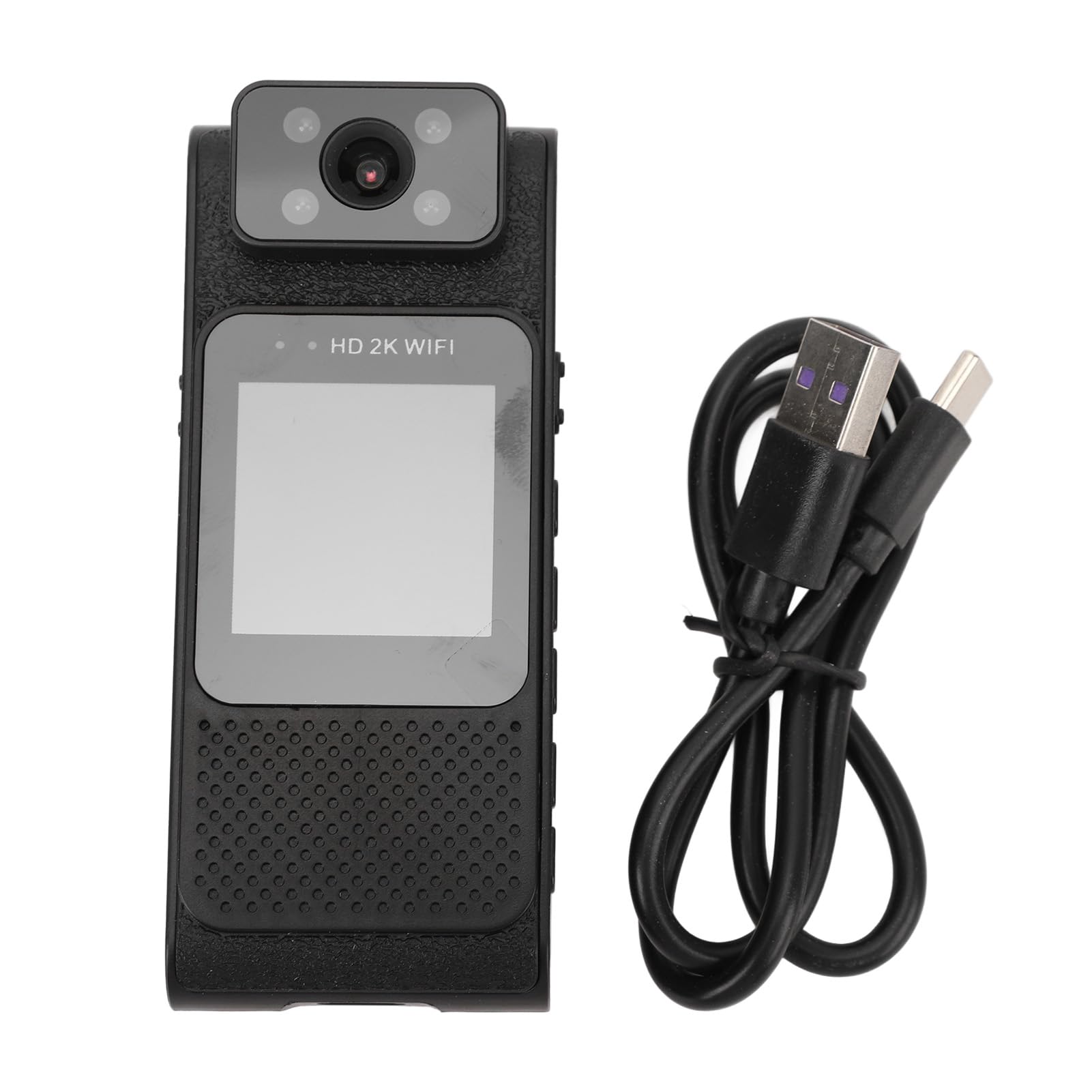 Kamera do Noszenia na Ciele 4K HD WiFi z Magnesem, Obiektywem Obrotowym 180° i światłami Noktowizyjnymi, Nagrywaniem Wideo ABS w Samochodzie, Klipsem z Tyłu Kamery, Portem