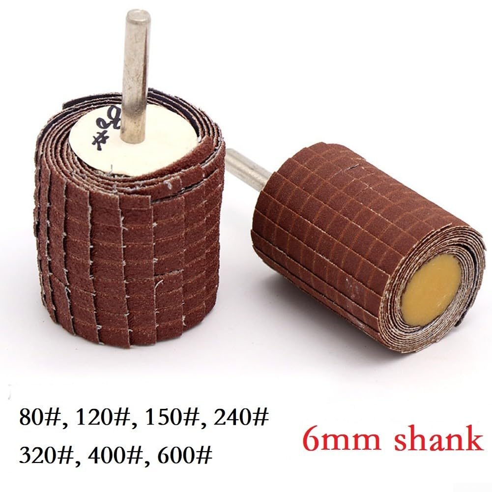 6mm Shank Mounted Flap Wheel 45x35mm Abrasive Sanding Polishing Grinder Wood Curved Surfaces 80-600 Grit Brown 1PC(120 Grit)