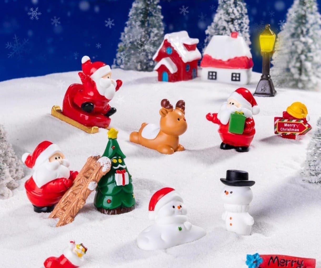 VRB DecTM 10 pcs Miniature for Gift, Home, Bedroom, Living Room, Office, Restaurant Decor, Figurines and Garden Decor Items Decorative Showpeice for Home (Christmas Miniature Design 1)