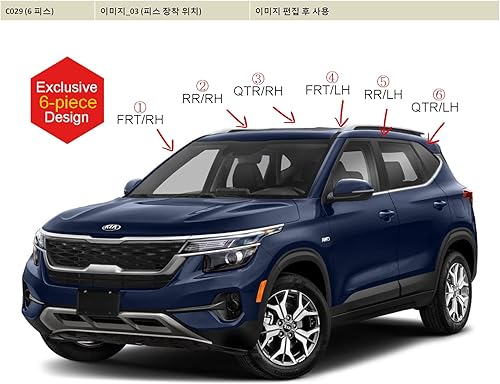 Miniatura 3 de AUTOCLOVER - Juego de 6 protectores de lluvia con cinta adhesiva para Kia Seltos 2021 2022 2023 2024 2025  deflectores de ventana, persianas de