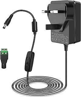 Gonine 12V 2A Power Supply AC Adapter with Inline On/Off Switch, AC 100-240V to 12V Converter Adapter with 5.5mm X 2.1mm DC Jack for Led Strip Lights, CCTV Camera, etc