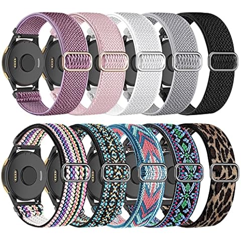 Wizvv Stretchy Nylon Watch Bands Compatible with Garmin Venu Sq/Venu for Women Men, 20mm Loop Breathable Elastic Strap Replacement for Garmin Vivoactive 3/Venu 2 Plus/Forerunner 245/55/645 Music (10 Cover