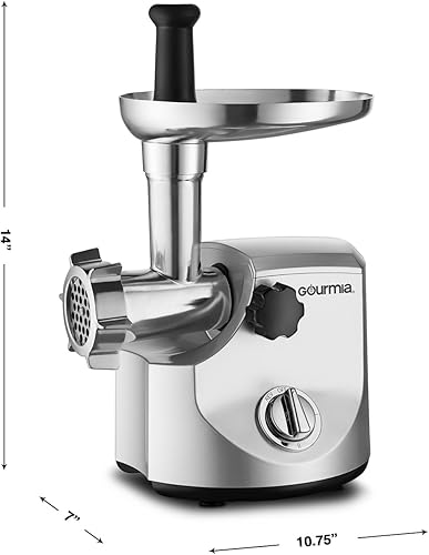 Miniatura 7 de Gourmia, picadora de carne, discos trituradores y accesorios extras incluidos. Incluye el tubo para salchichas y un libro electrónico de recetas