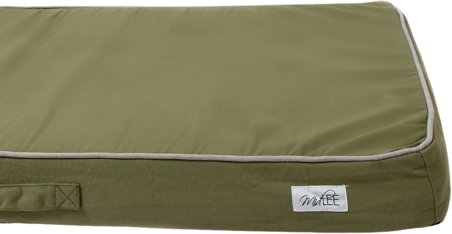 Midlee Outdoor Dog Bed- Small- Green- Pet Outside Foam Pad Removale Washable Cover