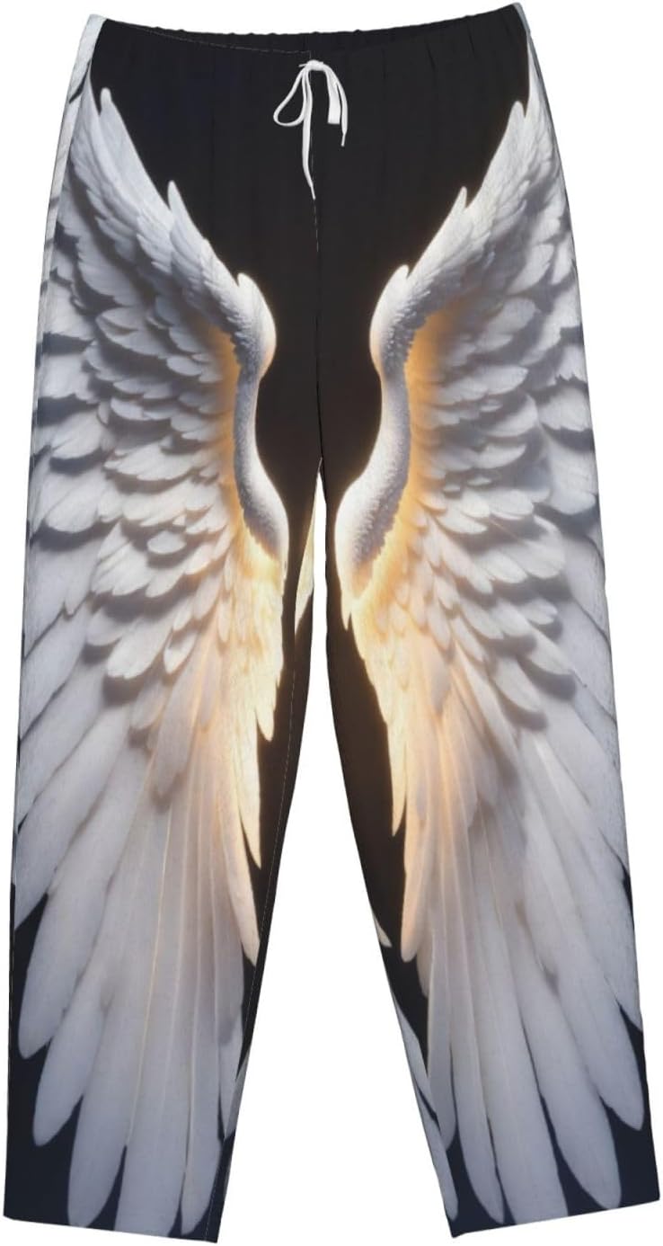 Angel Wing Print Fashion Cozy Womens Flannel Pajama Pants,Perfect For Christmas And Everyday Wear