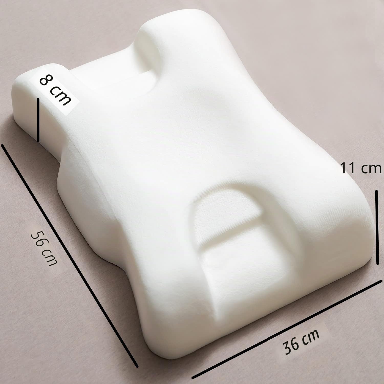 Cuscino di bellezza, anti-invecchiamento e anti rughe, ergonomico in memory foam, cuscino per dolori al collo e alle spalle, cuscino per dormire sul lato e sulla schiena (bianco)