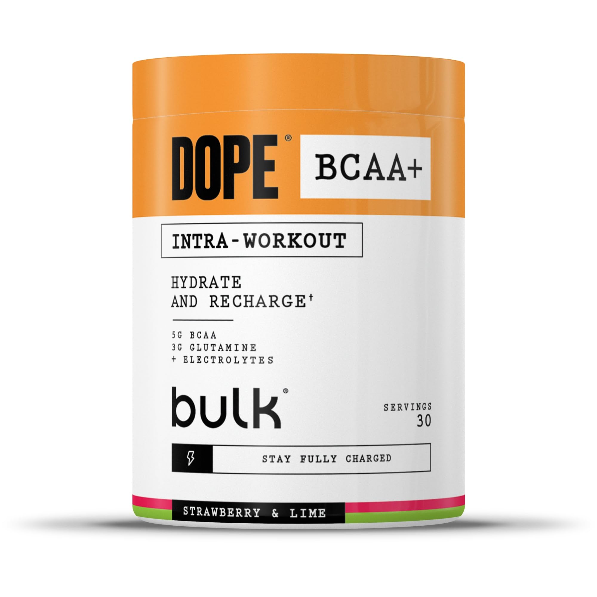 Dope BCAA+ | Intra-Workout Powder | Strawberry Lime | 360 g | 30 Servings | 5g BCAAs | Electrolyte Blend | Glutamine | Vitamin B6 & B12 | Supports Hydration, Energy & Recovery
