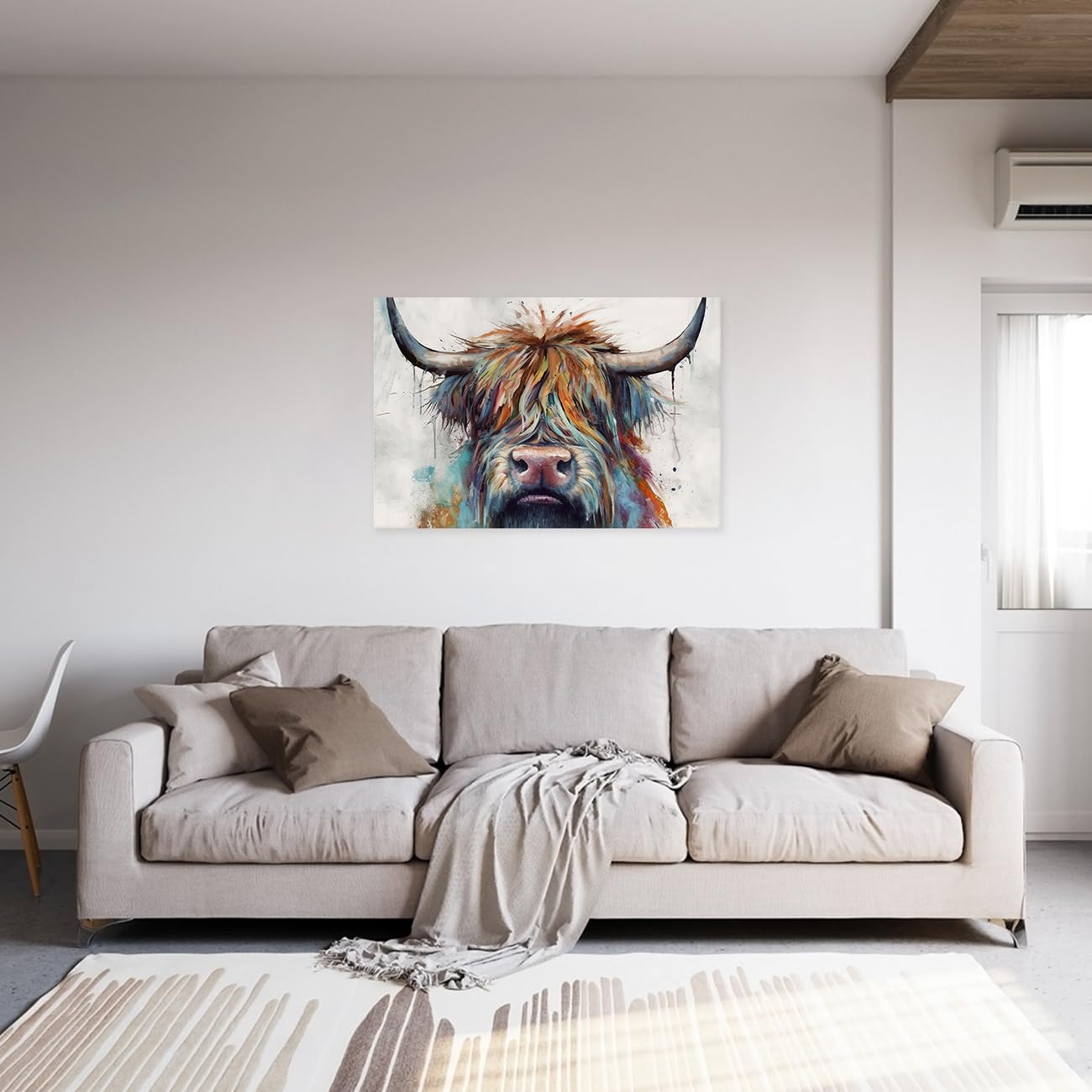 CCWACPP Highland Cattle Canvas Wall Art Abstract Animal Pictures Wall Decor Colorful Cow Painting Print Rustic Farmhouse Decor Frame (Highland Cattle - Image 4