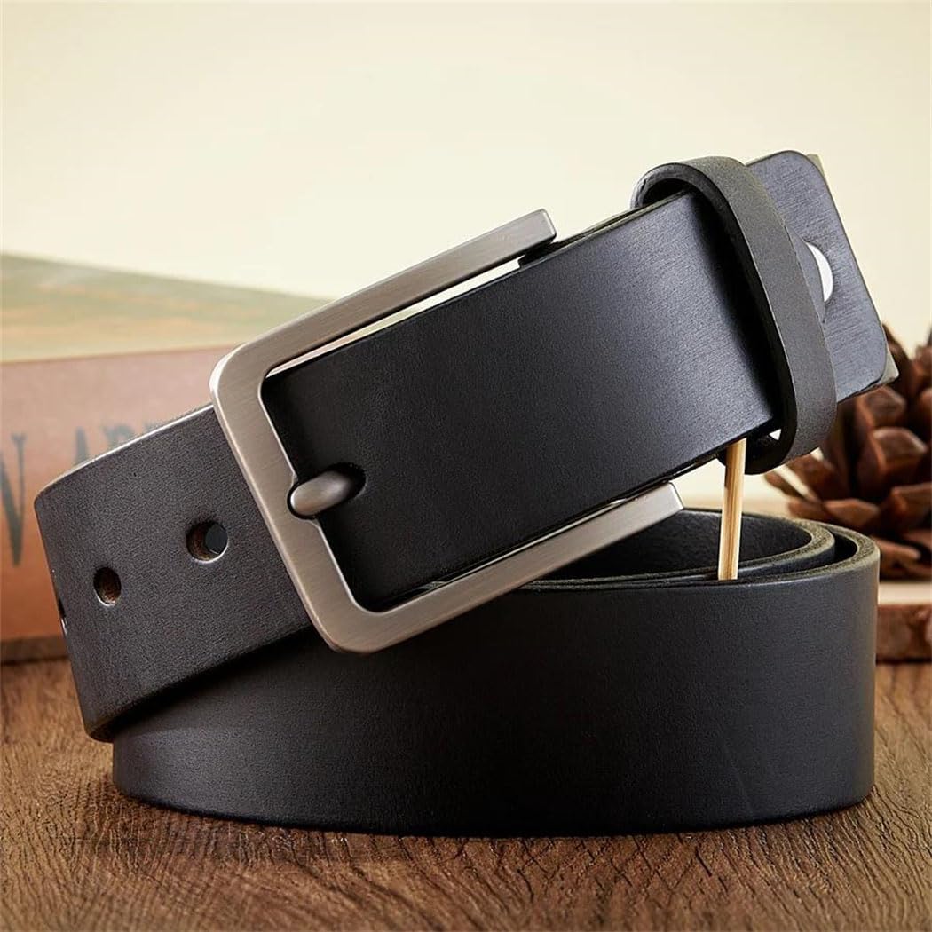 Men's Leather Belt - 3.8 cm Wide Cowhide with Alloy Buckle for Casual, Business and Jeans