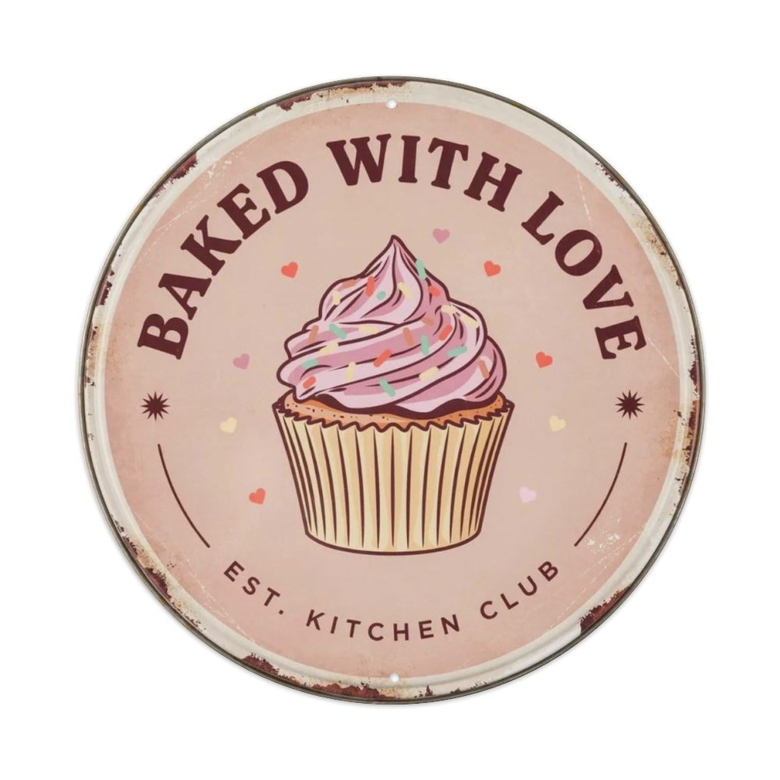 Baked With Love Cupcake Metal Tin Sign Plaque