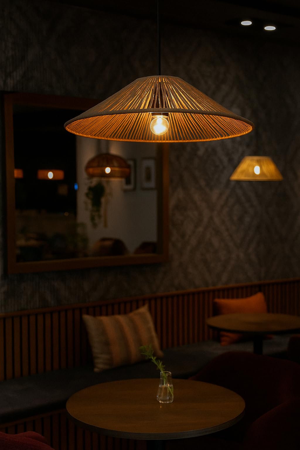 AM CANING Rattan Paper Rafia Lamp Premium Ceiling Light/Pendant Light Handwoven - 1 Piece (18 D x 6" H) (Bulb not Included) 1 Piece-image-11