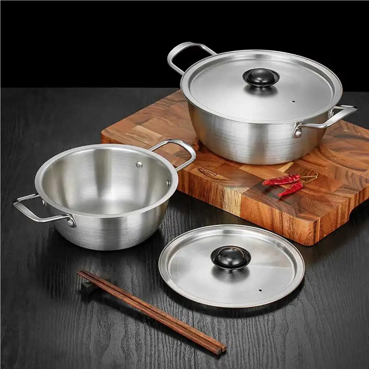 DASNDAS Premium Korean Ramen Noodle Pot Set of 3 Stainless Steel