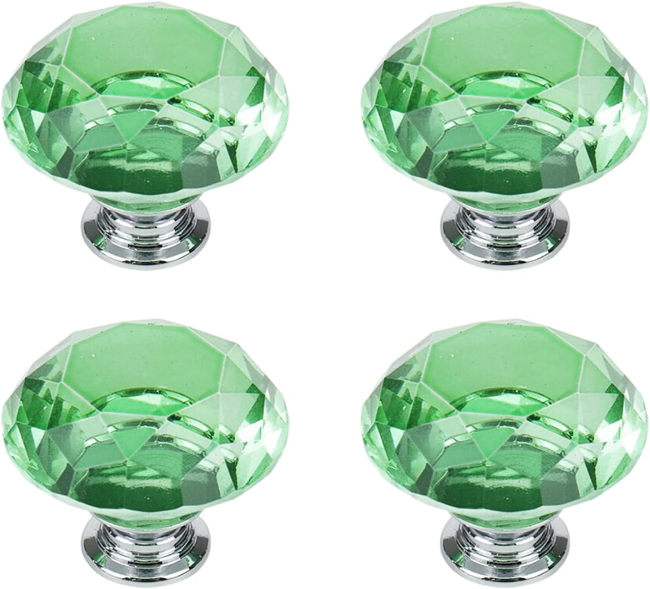 Xiaoyztan Drawer Knobs,40 mm Diamond Shaped Dresser Knob Crystal Glass Cabinet Knobs,Closet Cupboard Wardrobe Pulls Handle,Light Blue,Pack of 4