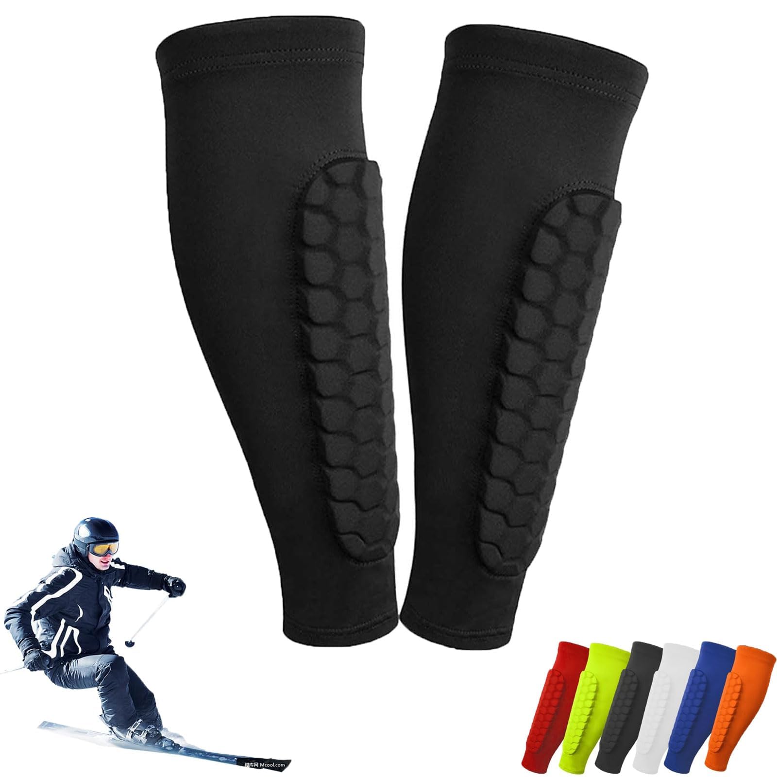 Shinbang Protector 2.0,Frost Armours Ski Shields,Shin Defender Shin Guards, Shindefender Shin Guards, Shinbang Ski Protectors, Soccer Shin Guard Sleeves, Shin Guards Soccer Adult (Black, XL)