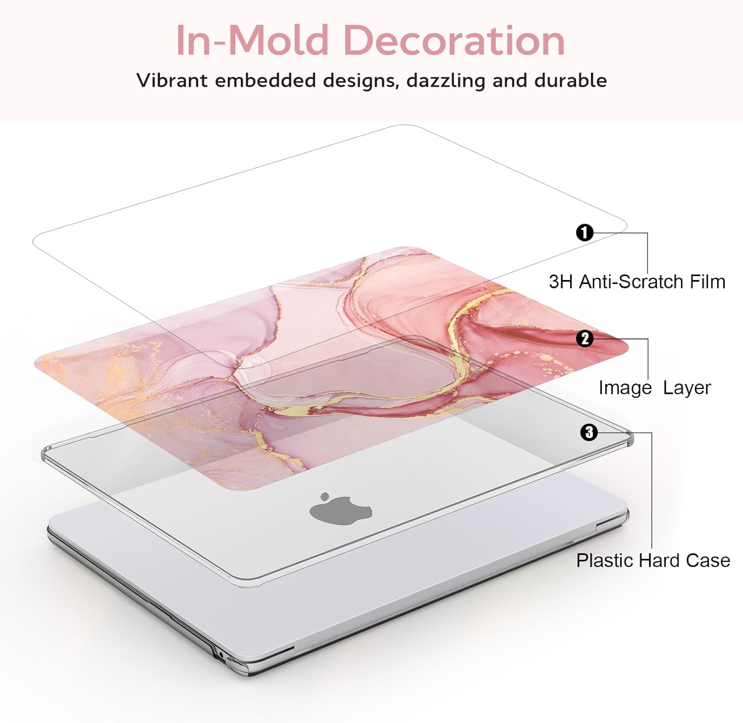 B BELK Compatible with MacBook Air 13 inch Case 2026 2025 2024 2023 2022 M4 M3 M2 A3240 A3113 A2681, Plastic Hard Shell Case for MacBook Air 13.6 inch + Keyboard Cover + Screen Protector, Pink Marble - Image 6