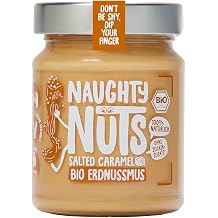 NAUGHTY NUTS Organic Peanut Butter Salted Caramel Vegan Peanut Butter 100% Natural Without Palm Oil & Sugar Ideal as Topping for Cereal 250 g